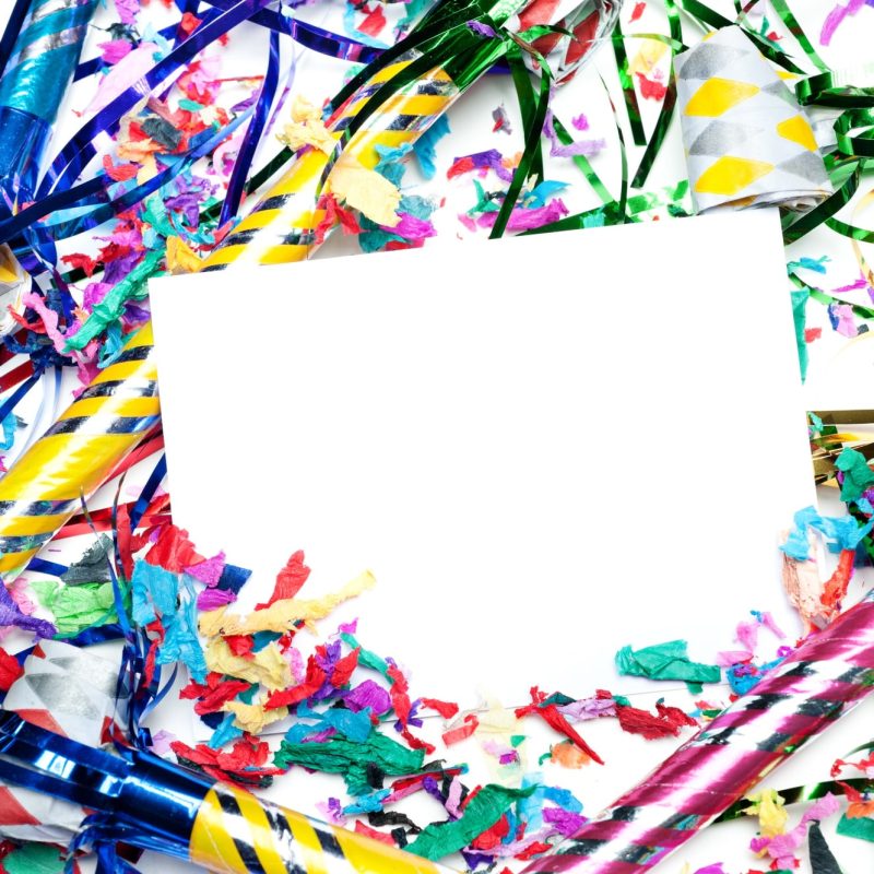 Blank invitation on party horns